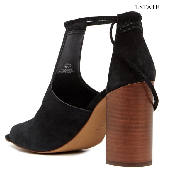 1.State Tilya Black Suede Ankle Tie Sandals - Picture 2 of 5